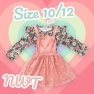 Pink and Black Floral Matching Set with Long Sleeves